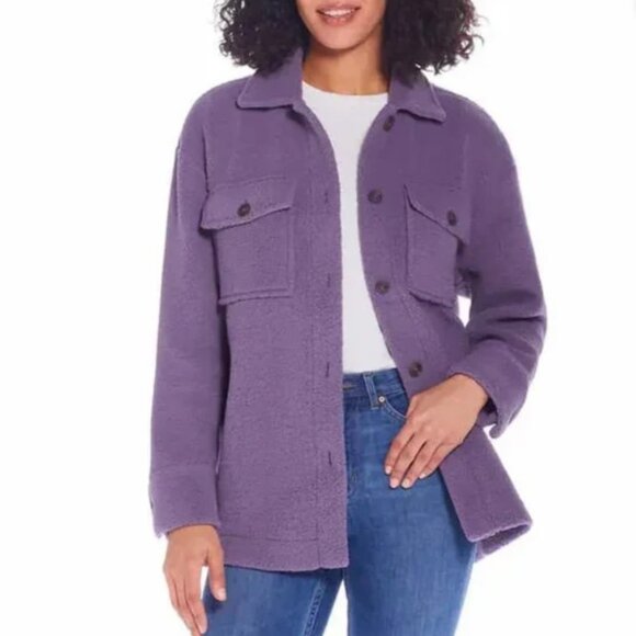 NWOT Weatherproof Vintage Fuzzy Fleece Shacket, Jacket, Purple, Size XXL - Picture 2 of 11
